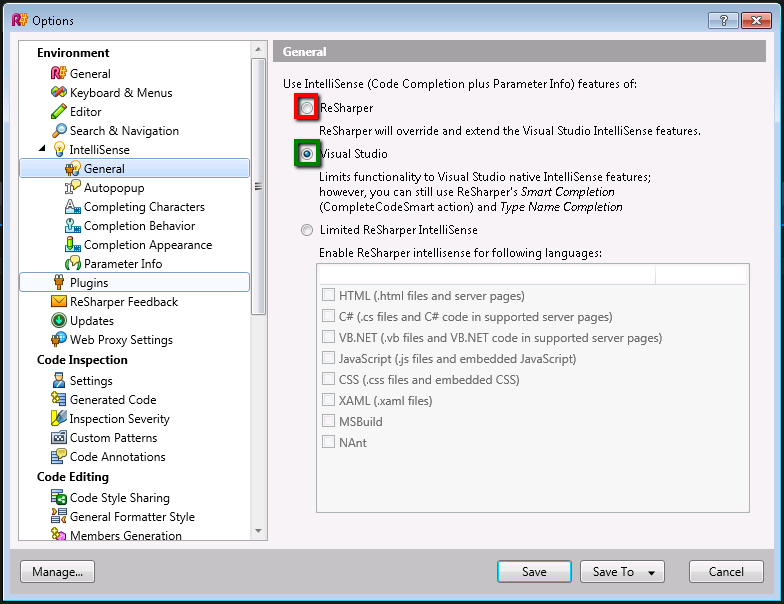 Resharper 7 with Visual Studio Intellisense settings